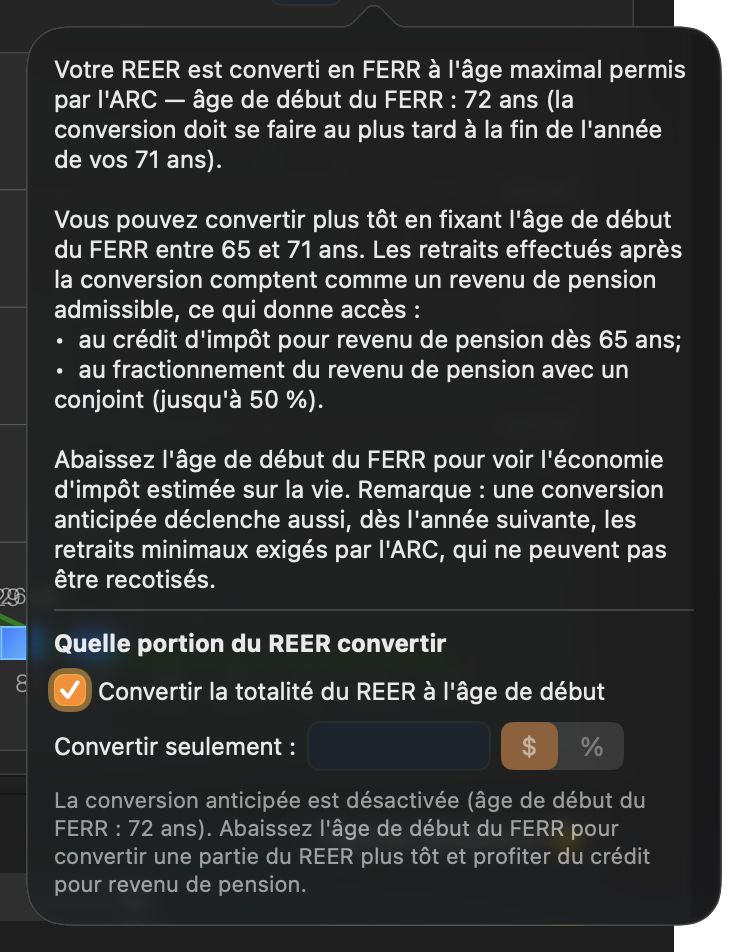 L’explication de la conversion anticipée.