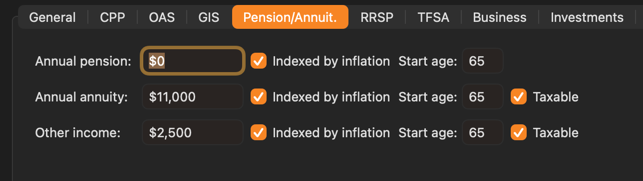 Sources de revenu — Pension