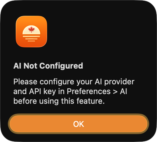 Without a key, the feature asks you to set one up.