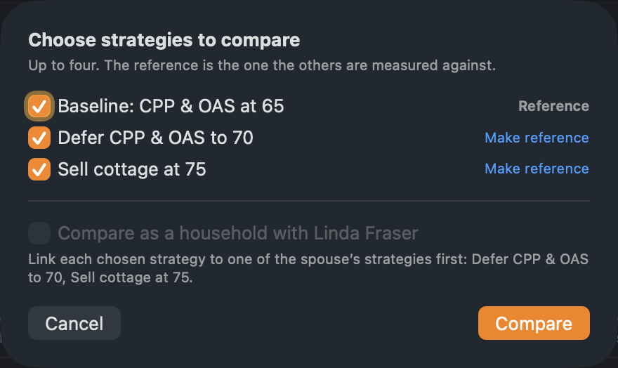 Choosing Graham’s strategies. A comparison holds two to four.